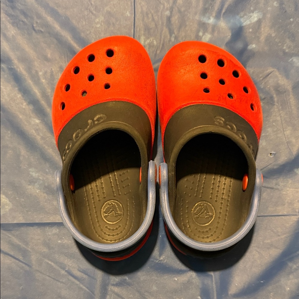 CROCS Kids' Orange and Black Clogs